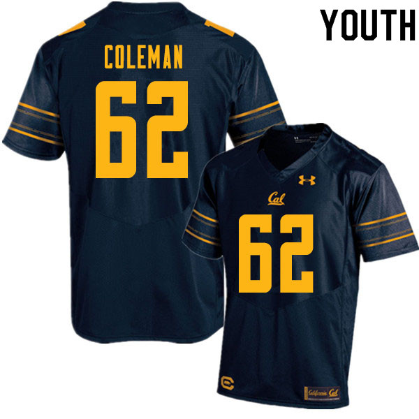 Youth #62 Ben Coleman Cal Bears College Football Jerseys Sale-Navy